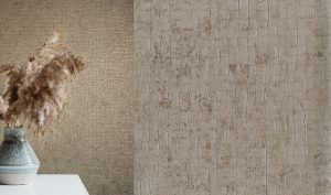 natural colours and textures in wallcovering by newmor add a biophilic note to the design