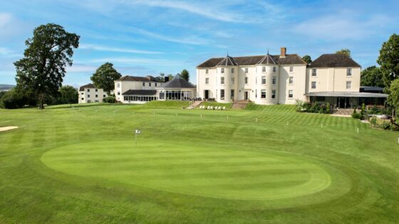 Tewkesbury Park Hotel with golf green in foreground