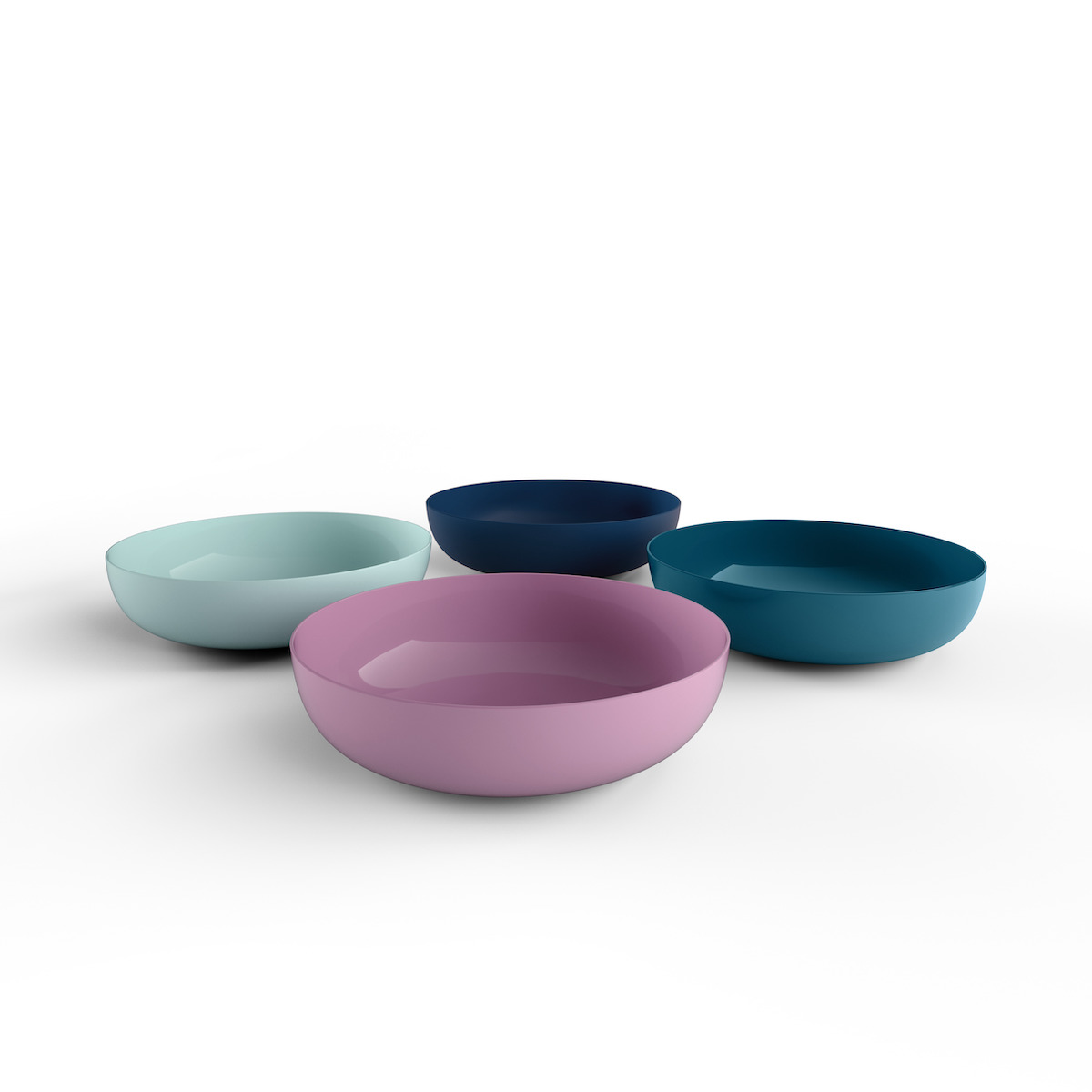 Four coloured basins from Kaldewei