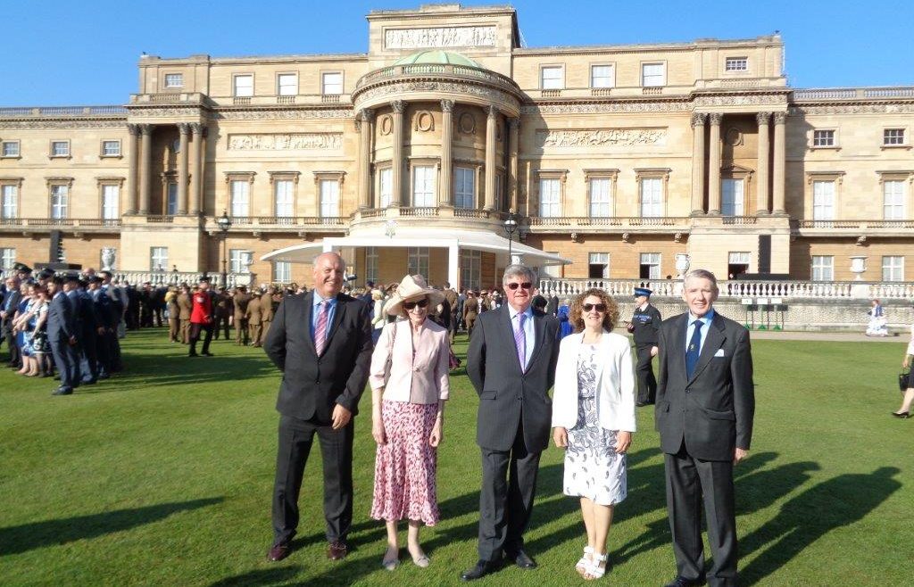 Trustees from the Royal Maritime Club plus their guest Diana Nesbitt at Buckingham Palace