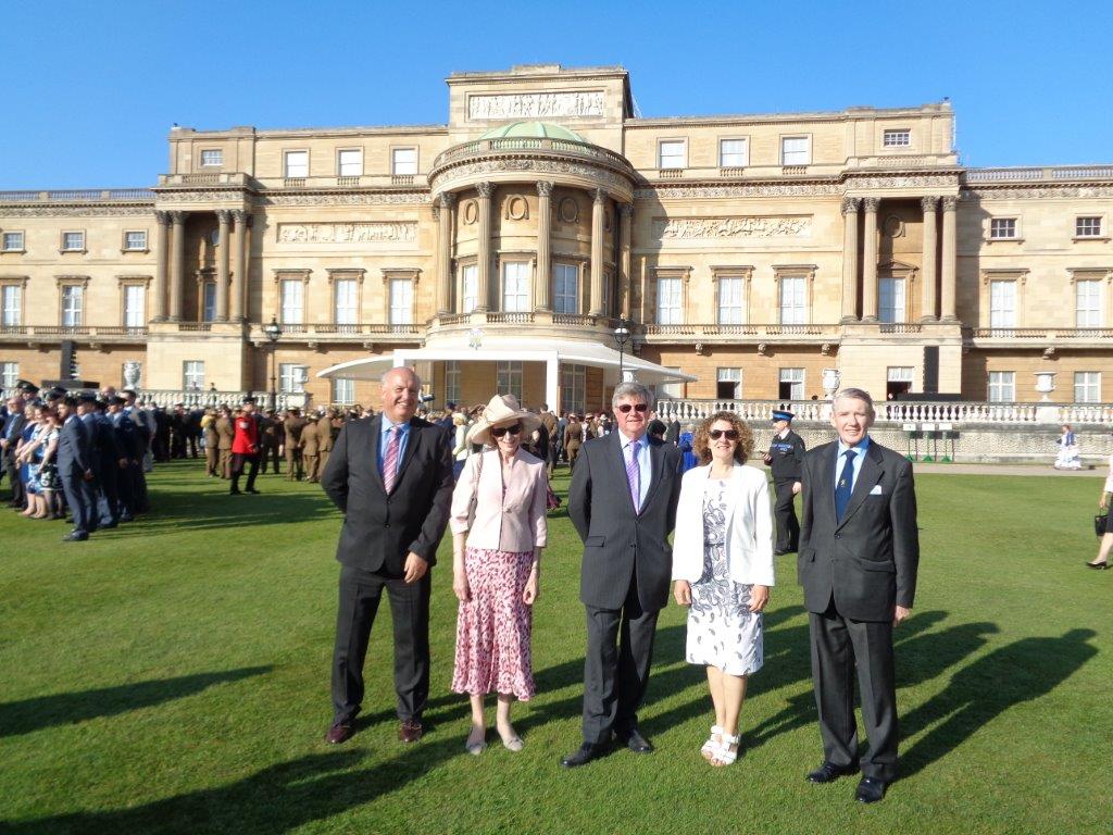 Trustees from the Royal Maritime Club plus their guest Diana Nesbitt at Buckingham Palace