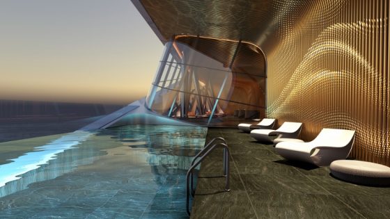 Render of rooftop pool of boutique hotel