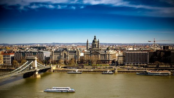 Establishing shot of Budapest
