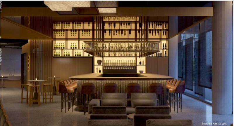 Render of the bar in the hotel