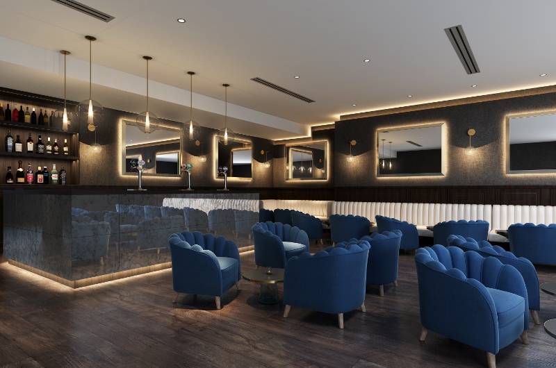 Modern bar that features Coupe furniture from knightsbridge
