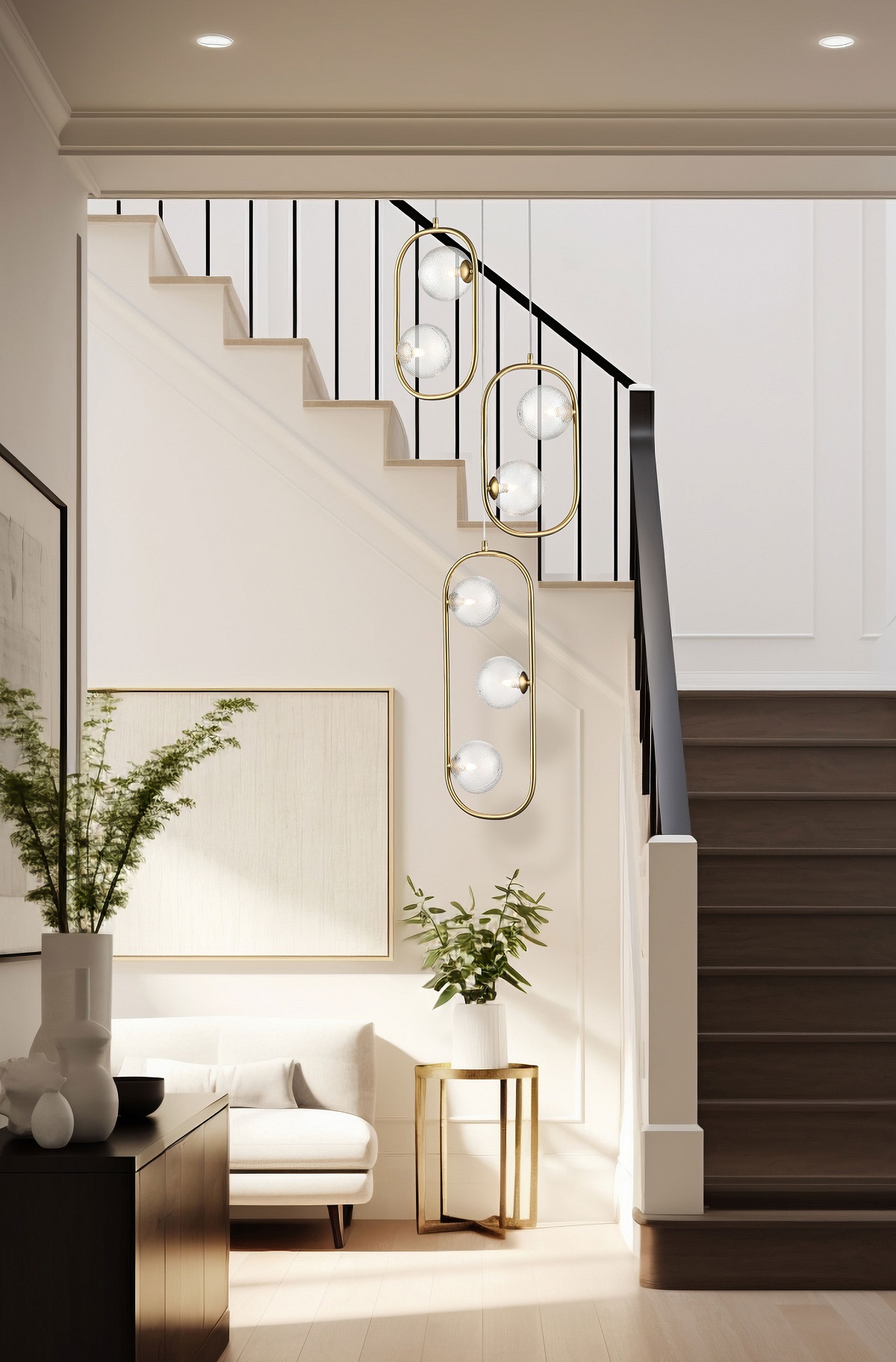 stairway with central feature lighting by Franklite