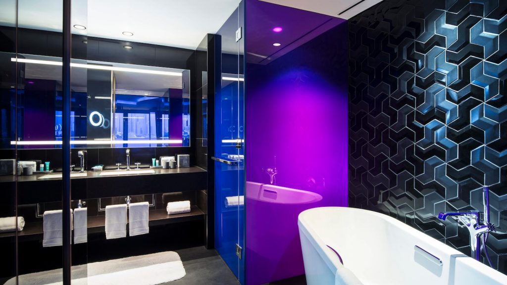 Vibrant bathrooms at W Dubai - The Palm