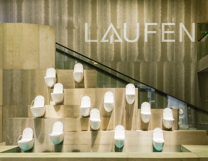 Water fountains made up by Laufen toilets