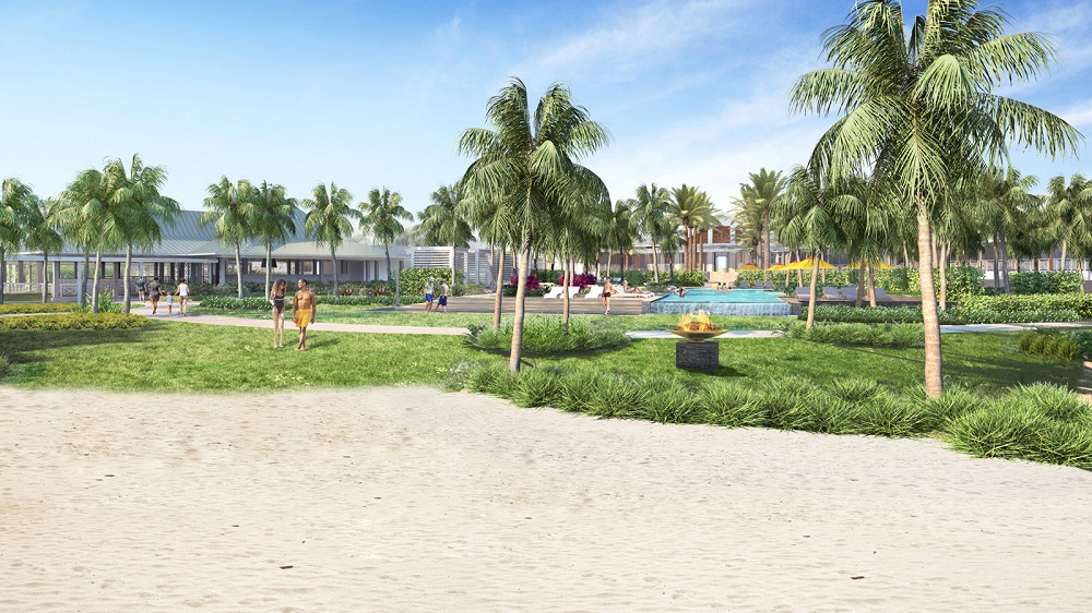 Render of beach and pool