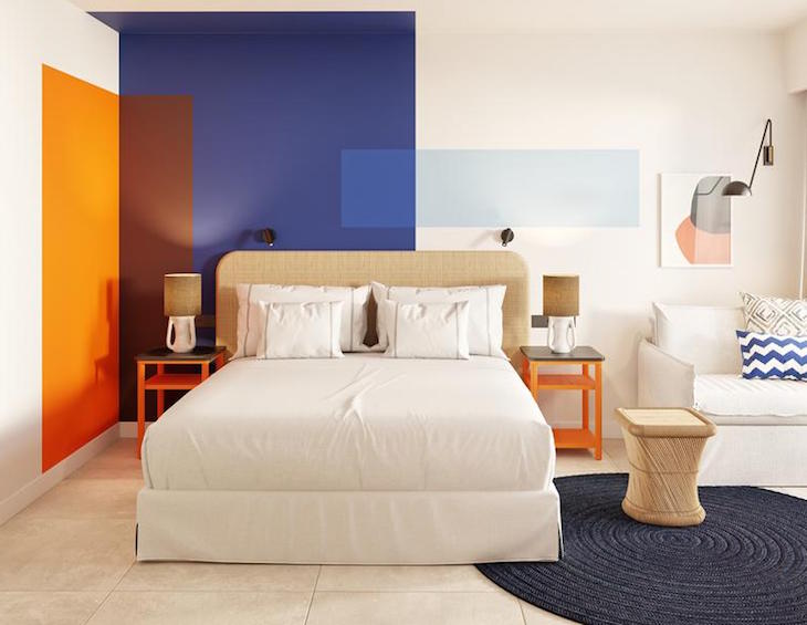 colourful, modern guest room