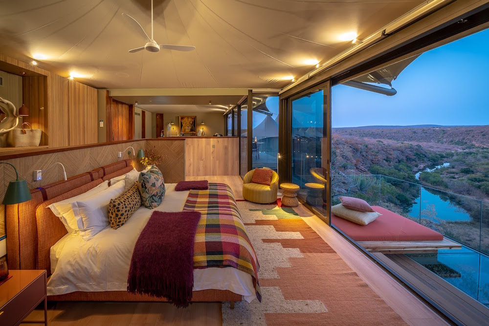 Large bedroom overlooking the African wilderness