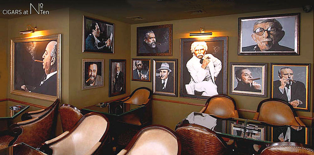 Dining room with art on the walls