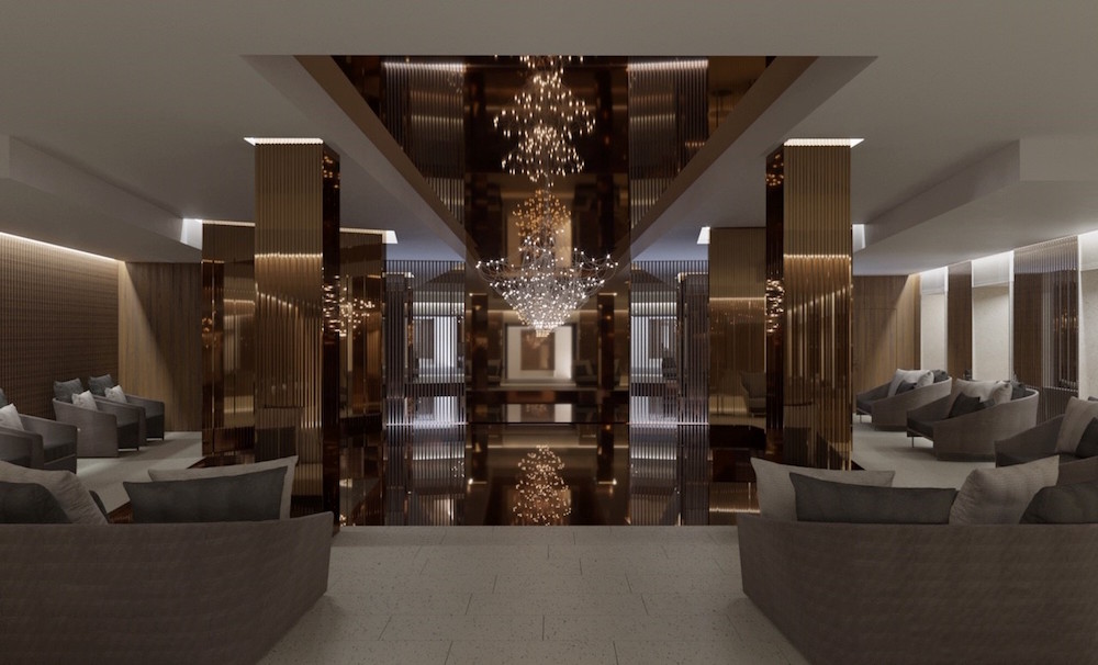 A render of a contemporary lobby