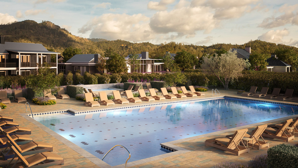 Render of a swimming pool in Four Seasons hotel in Napa Valley