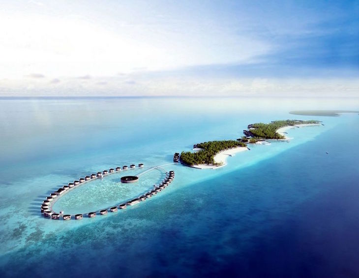 An aerial view of Fari Islands in Maldives
