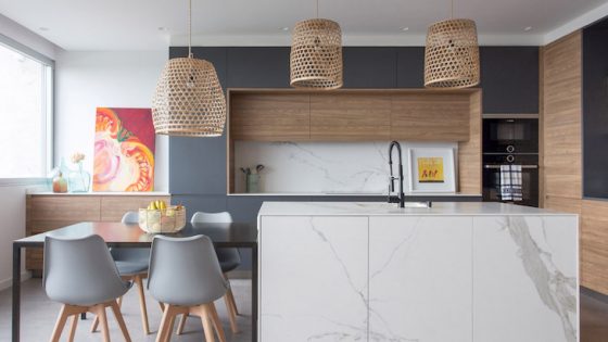 A modern interior design of a kitchen