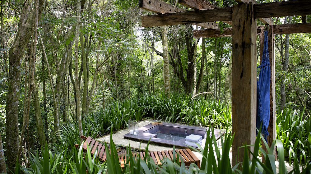 A private garden inside the hotel in the wilderness