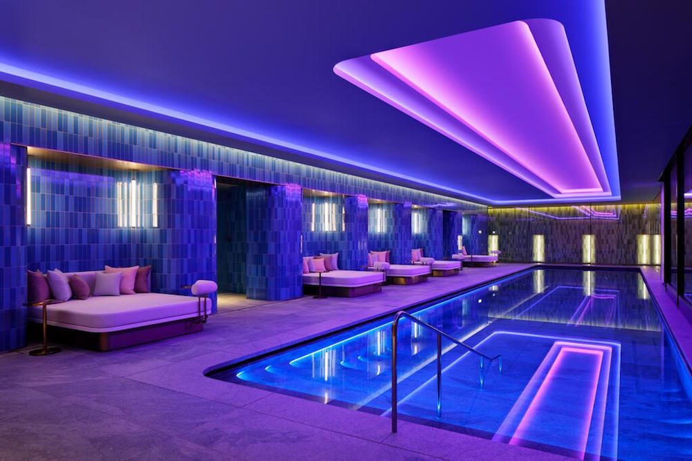 Purple-lit pool inside W Osaka