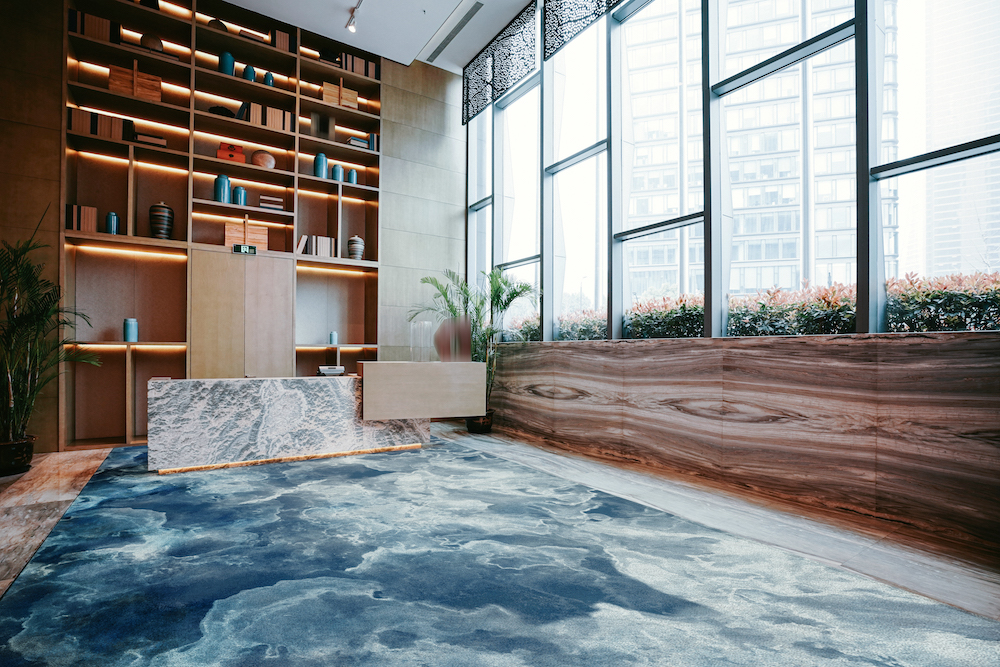 TSAR Retreat Collection—Ocean Song Axminster Carpet (blue carpet)