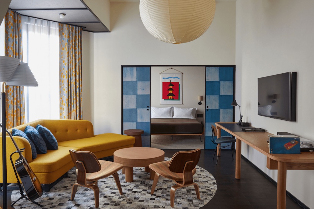 Image caption: A suite inside Ace Brooklyn, designed by Stonehill Taylor