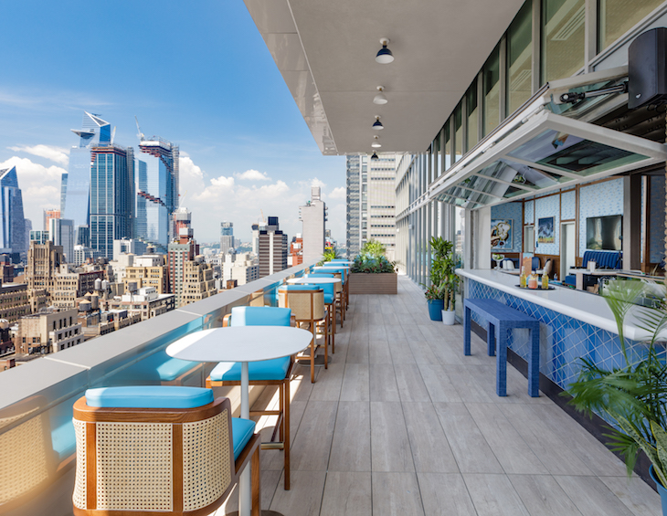 Terrace from hotel, overlooking New York