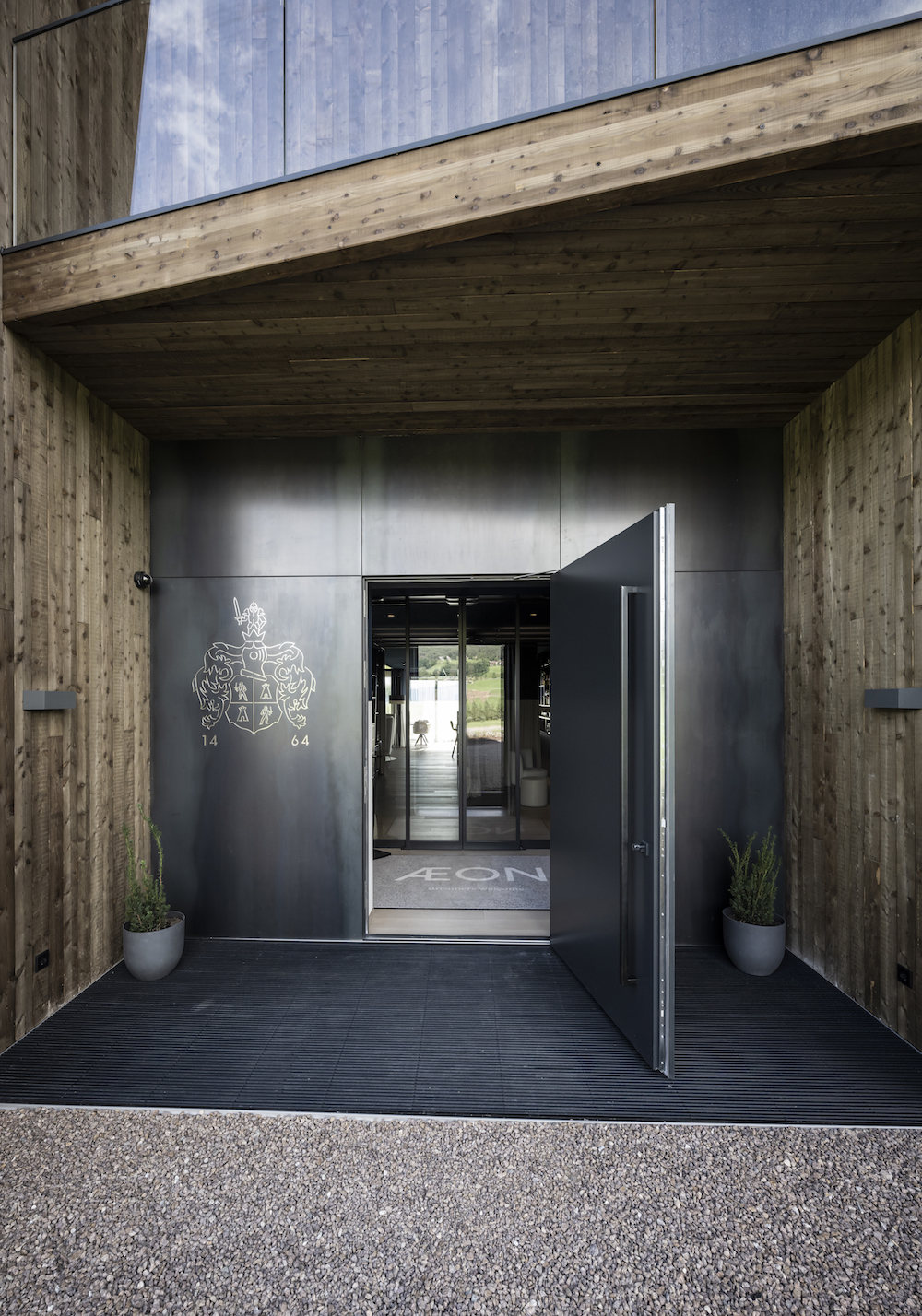 Entrance to the wellness hotel, Aeon, a minimalist hotel in the Italian countryside