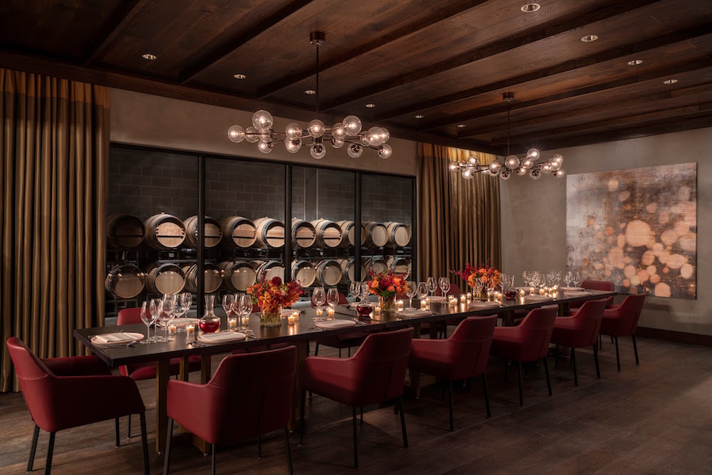 A large private dining area inside Four Seasons Hotel Napa Valley