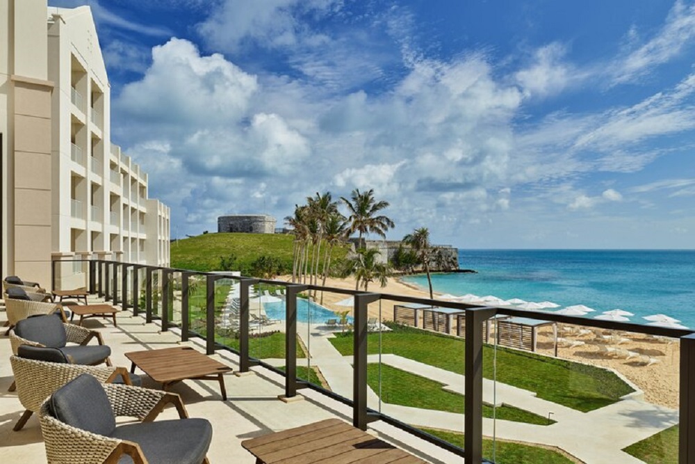 balcony at st regis hotel bermuda overlooking the sea