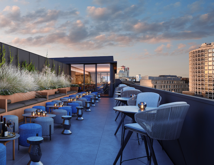 Rooftop render of hotel in Covent Garden