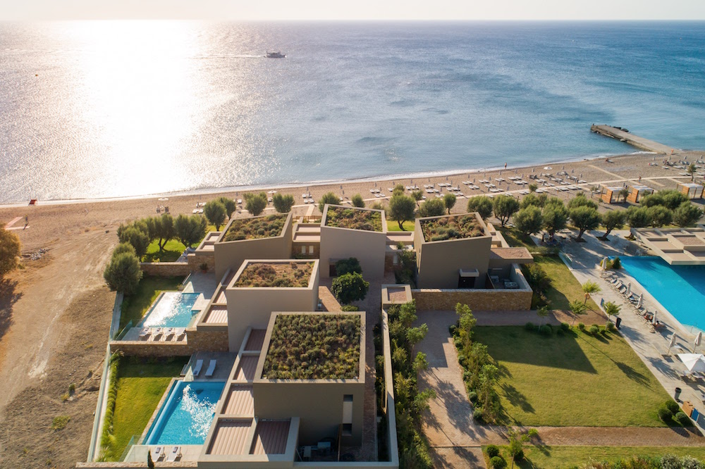 Arial view of Amada Colossos Resort, overlooking the sea