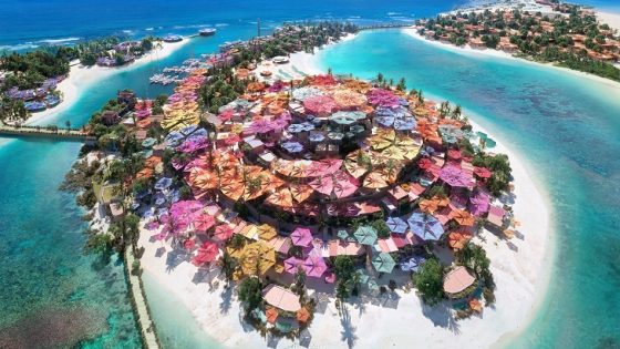 colourful parasols and canopies at hyatt island resort