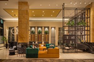 contemporary hotel lobby design at crowne plaza budapest