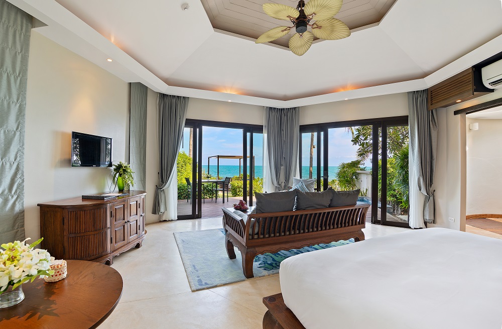 Hotel suite on koh samui featuring natural materials all with sea view