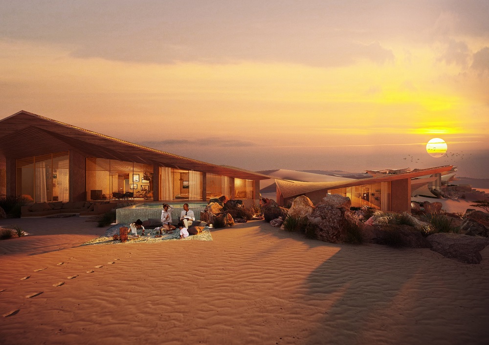 luxury six senses hotel in desert of saudi arabia