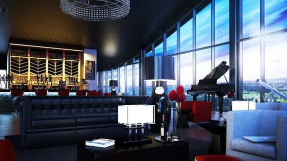 the sky bar at hotel la tour with panoramic views over milton keynes
