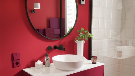 Artis handbasin in red bathroom colour scheme by Villeroy & Boch