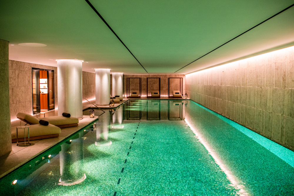 Luxury pool inside Bvlgari Hotel Paris