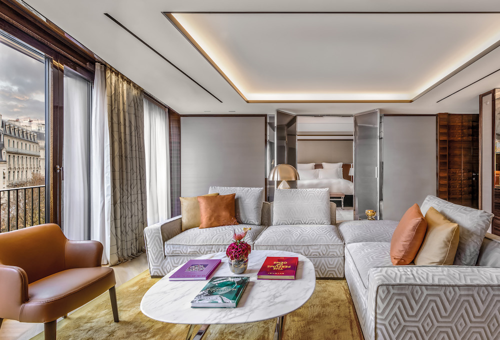 Bvlgari Hotels & Resorts' Paris hotel suite living room