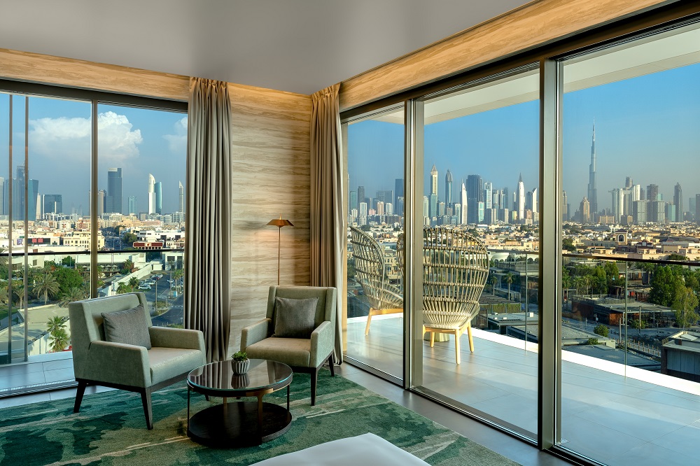 view over dubai from executive suite at Hyatt Centric Jumeirah Dubai