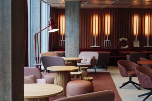 contemporary seating design in the bar corner at hyatt place zurich airport