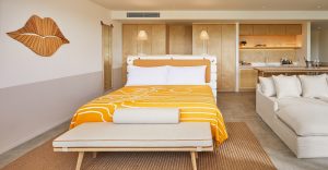 yellow interiors with natural surfaces in the standard hotel in hua hin