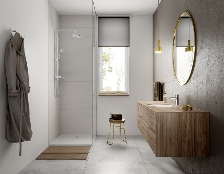 walk in shower with hansgrohe AirPower shower system