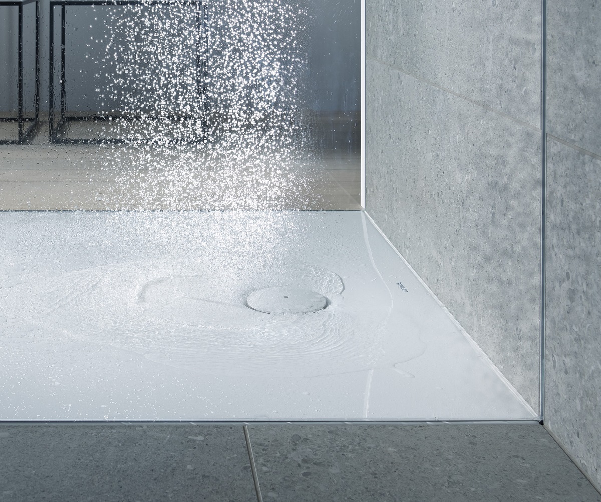 flush fitting shower base by duravit to prevent accidents in the bathroom