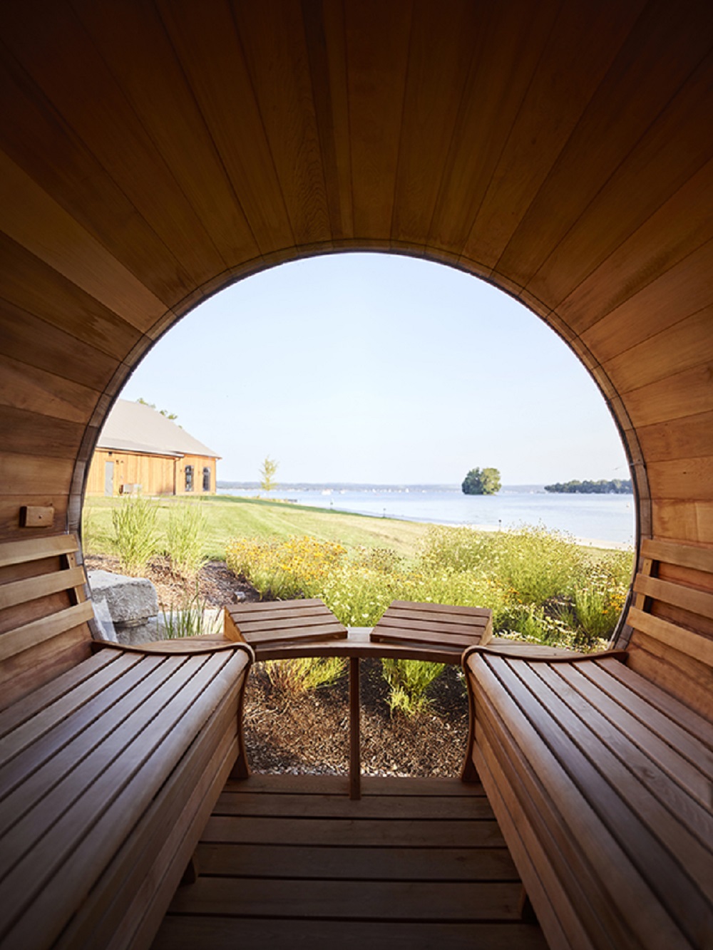 wooden sauna by Tlee spas+wellness at The Willowbrook Spa