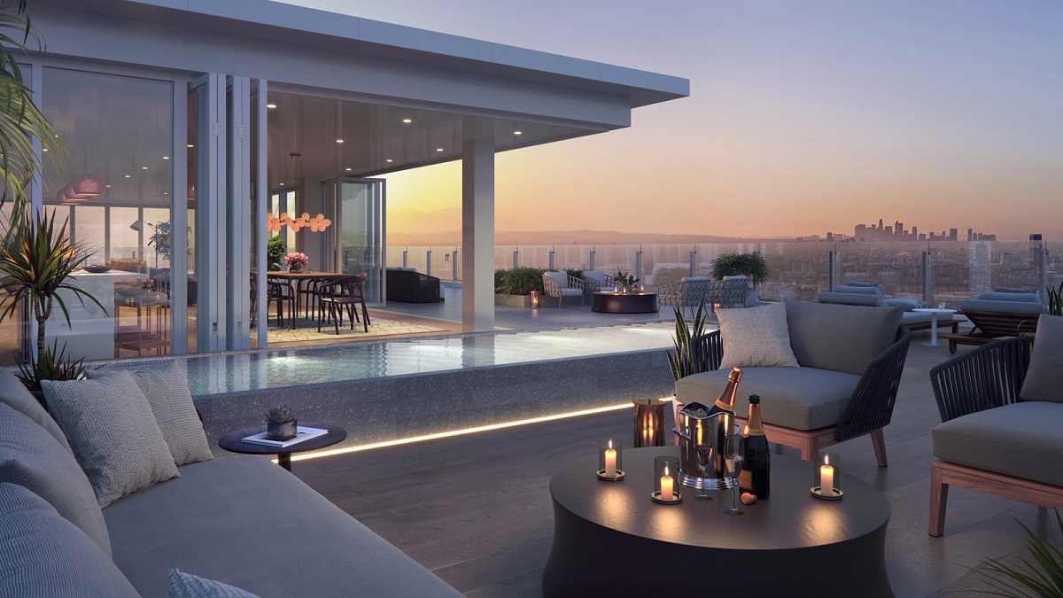 pool deck at Four Season Private Residences Los angeles
