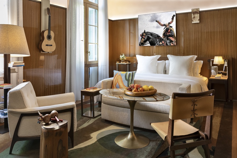 artwork and local crafts in the bedrooms at Rosewood Sao Paola Brazil