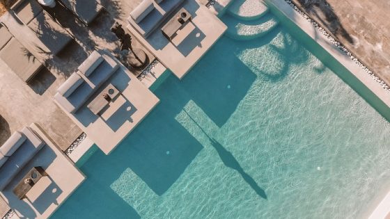 NOBU Santorini and a birds eye view of swimming pool
