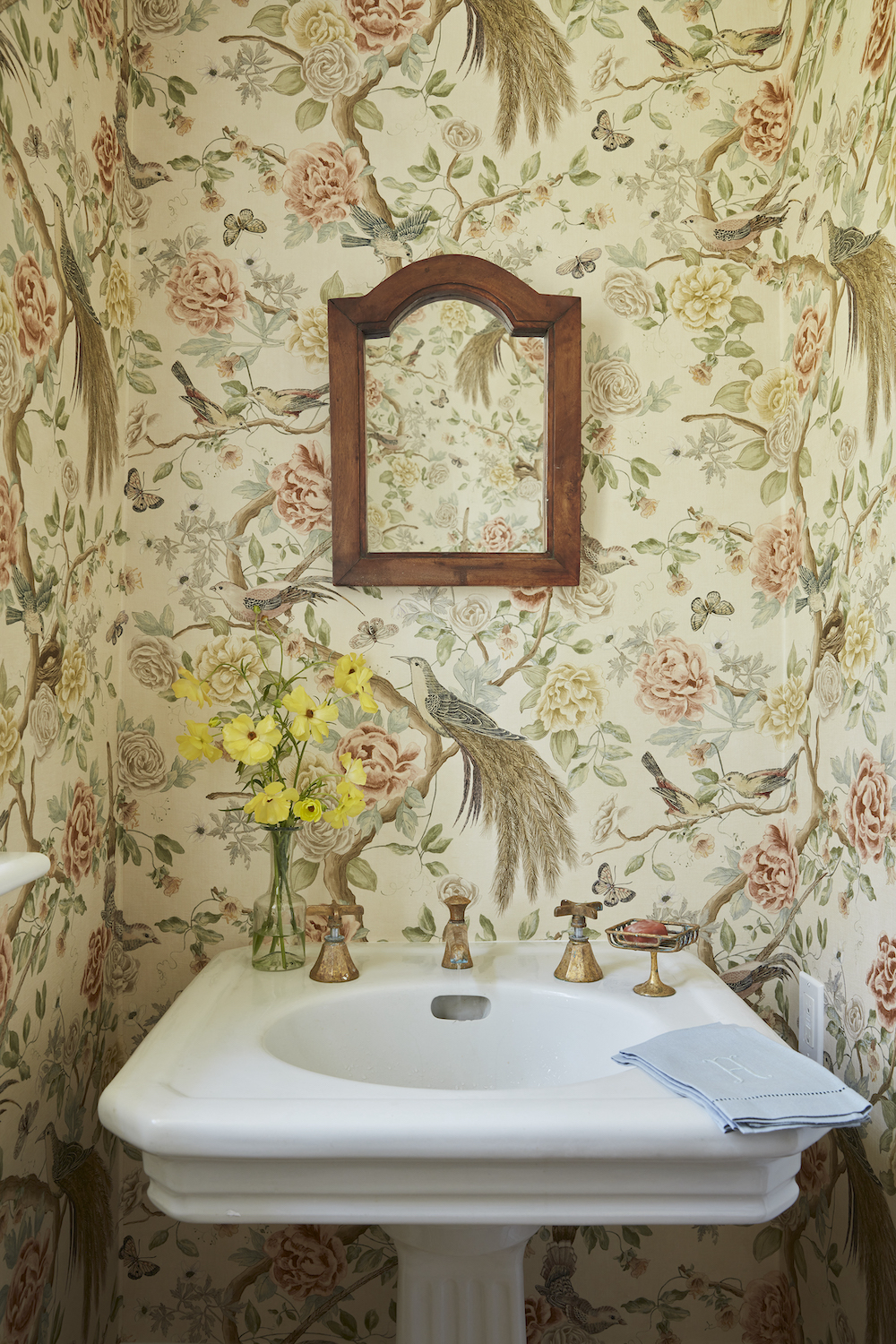 Image caption: The Travers - Garden Club collection in a quaint bathroom. | IMage credit: Zimmer + Rohde