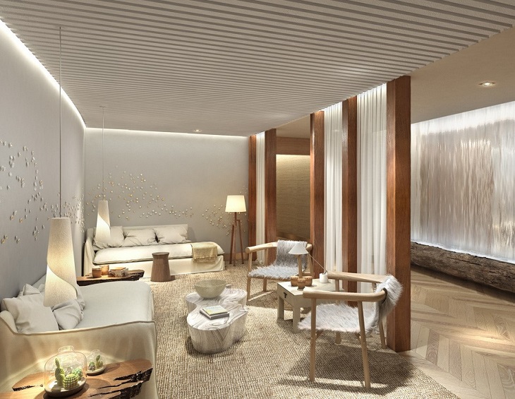 natural textures and surfaces in spa at auberge beach residences