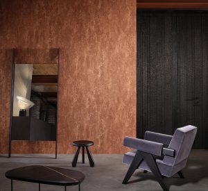 terracotta stucco design wallcovering adds texture to the wall surface